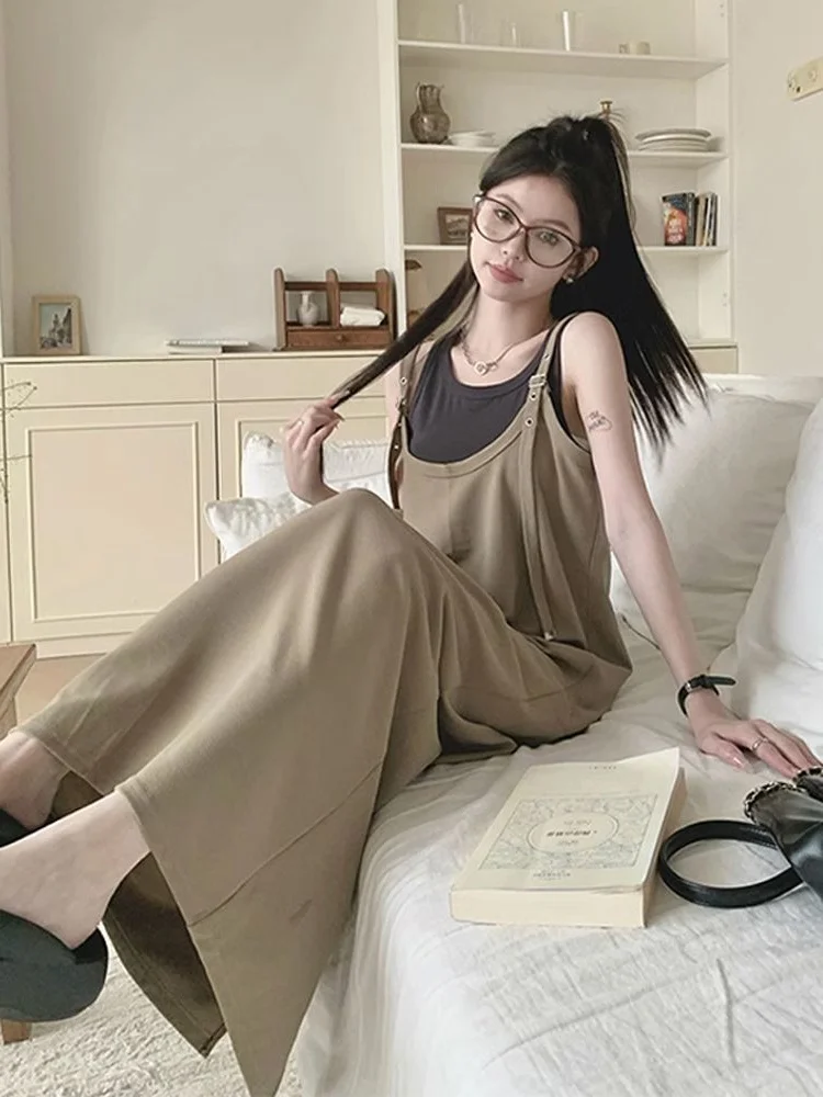 

plus Size Women's Vintage Strap Dress Casual Summer Loose Trousers Versatile Fat MM Special Large Size Retro Dress Trendy 2