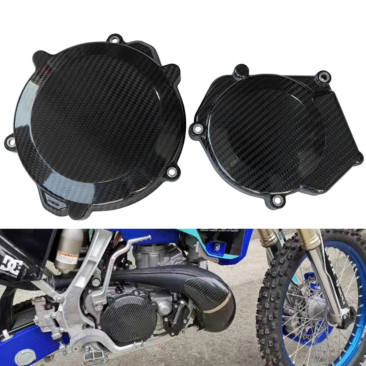 Motorcycle For YAMAHA Clutch Protector Ignition Guard Carbon Fiber Engine Cover YZ250 YZ250X YZ 250 250X 2016-2020 2023 2024