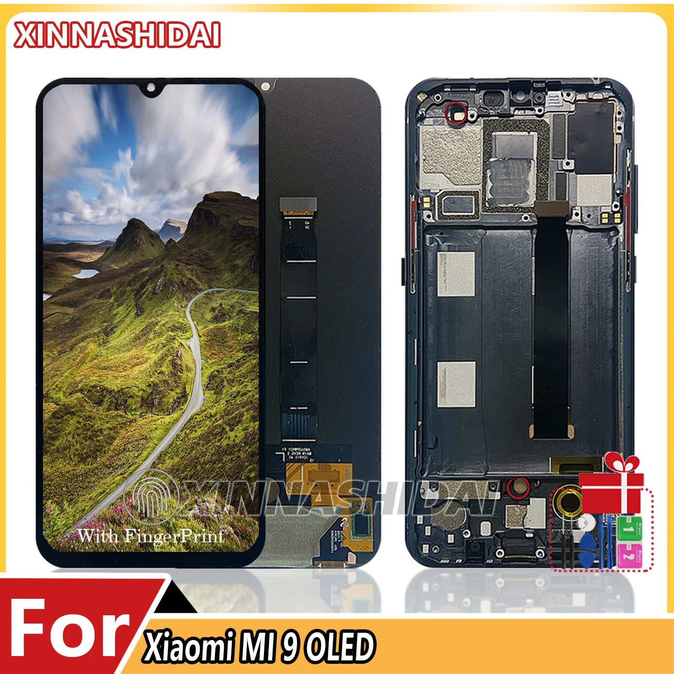 高品質-oled-シャオミ-mi-9-m1902f1g-oled-液晶ディスプレイタッチスクリーンフレームバッテリーカバーハウジングデジタイザアセンブリ
