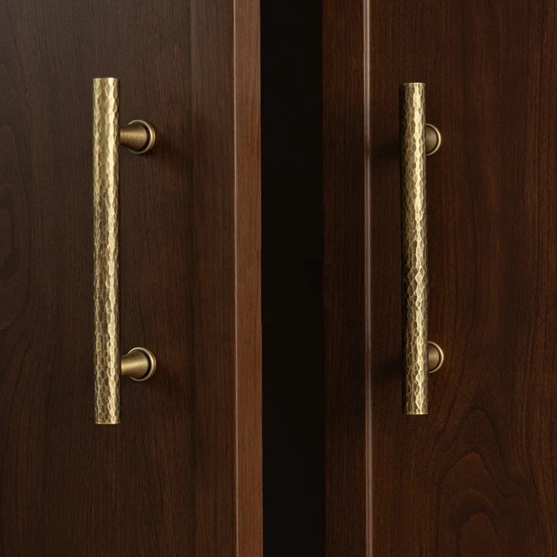 Hand-hammered antique brass cabinet handle 14