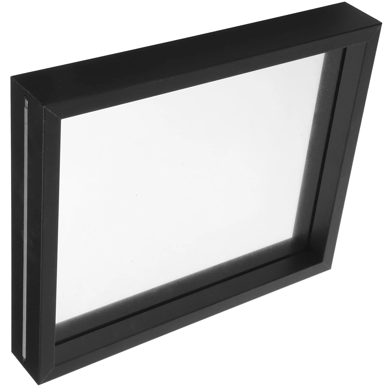 

Magnetic Photo Frame 25x25cm Black Gold Dried Flower Double Side Glass Display Bedroom Living Room