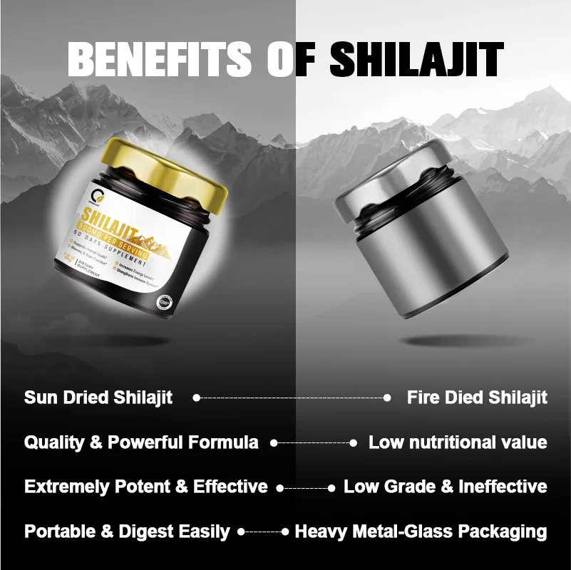 Integratori minerali originali in resina Shilajit di elevata purezza con 85 + tracce di minerali e acido fulvico per la resistenza energetica dell'uomo