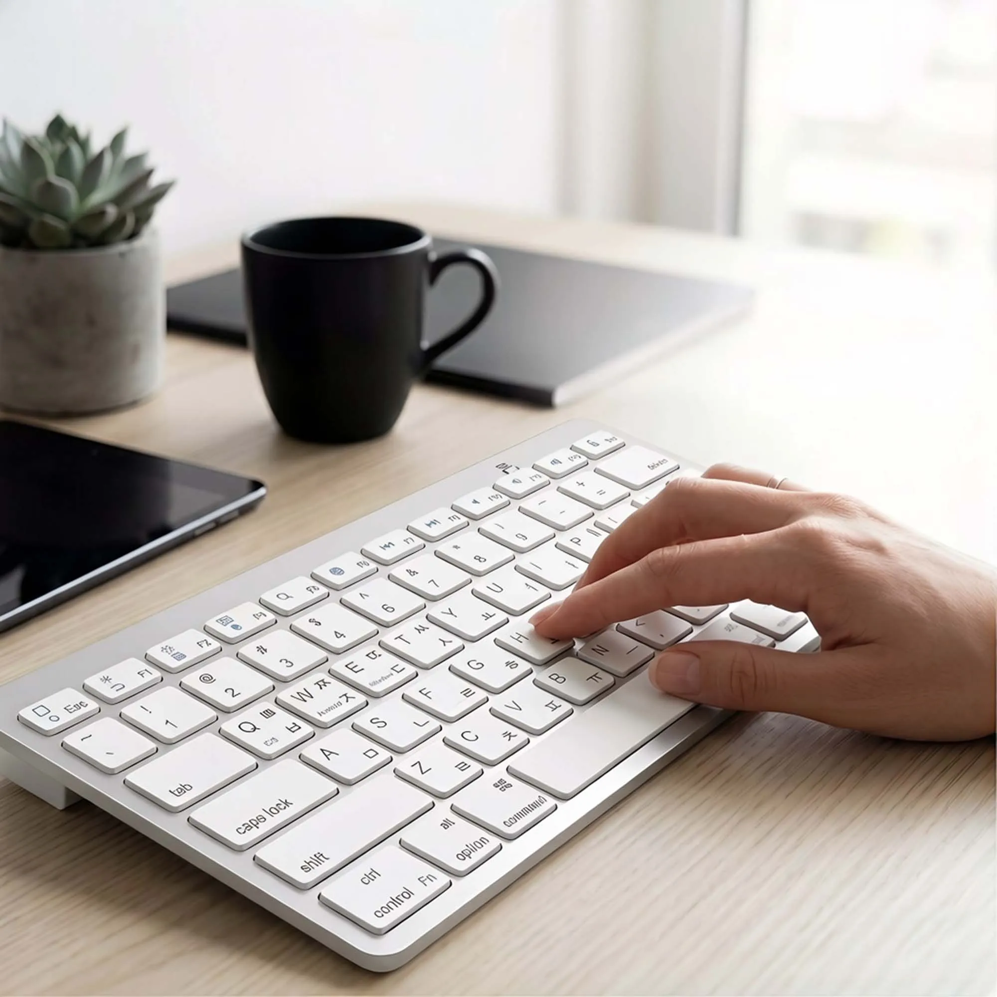 Teclados Ultrafinos e Leves em Coreano com Baixo Ruído para MacBook Neo/Air/Pro/iPad/iPhone/para Laptop/Computador/Surface