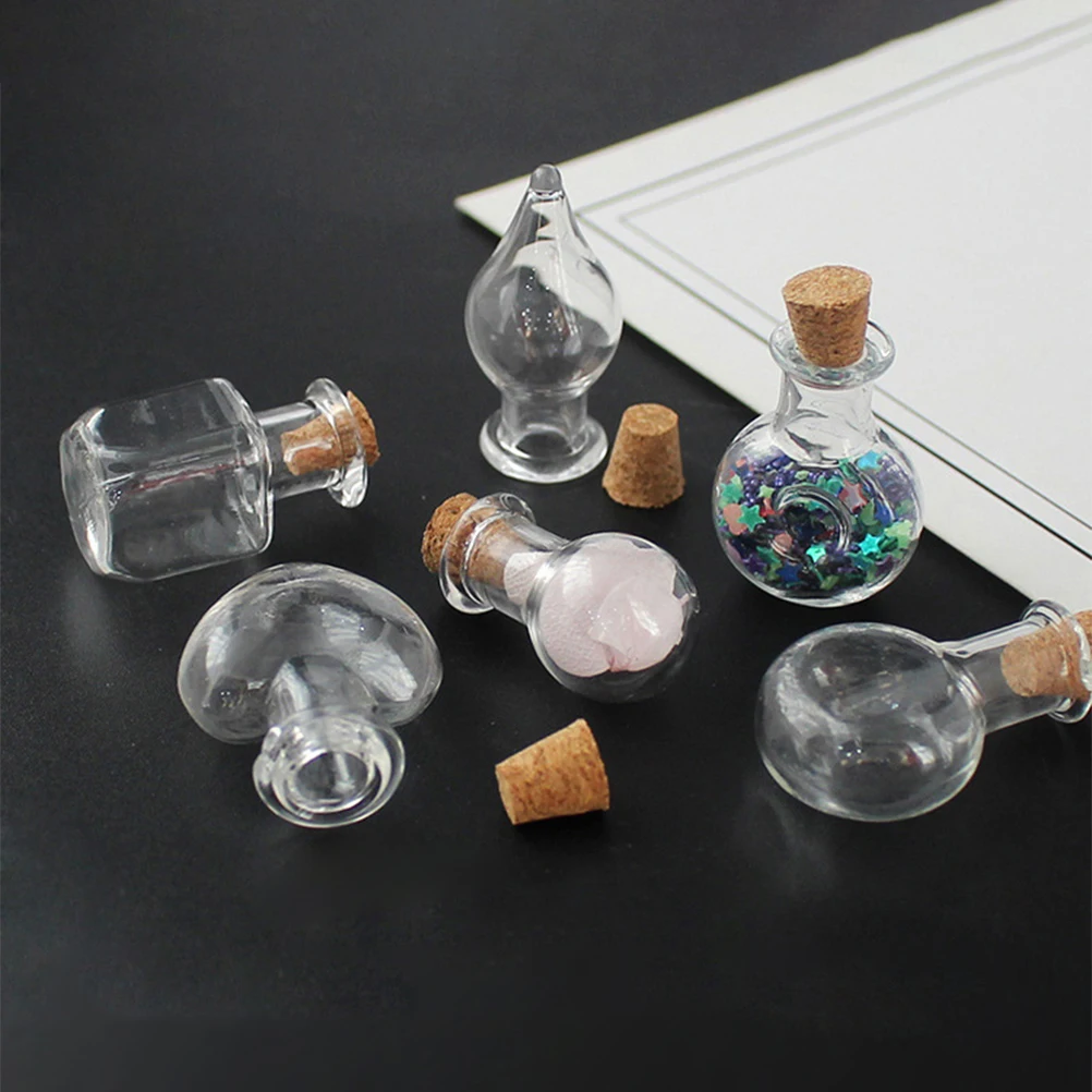 

32 Pcs Glass Bottle Pendant Miniature Bottles with Cork Vial Lid Lids Tiny Jars Empty Decorative