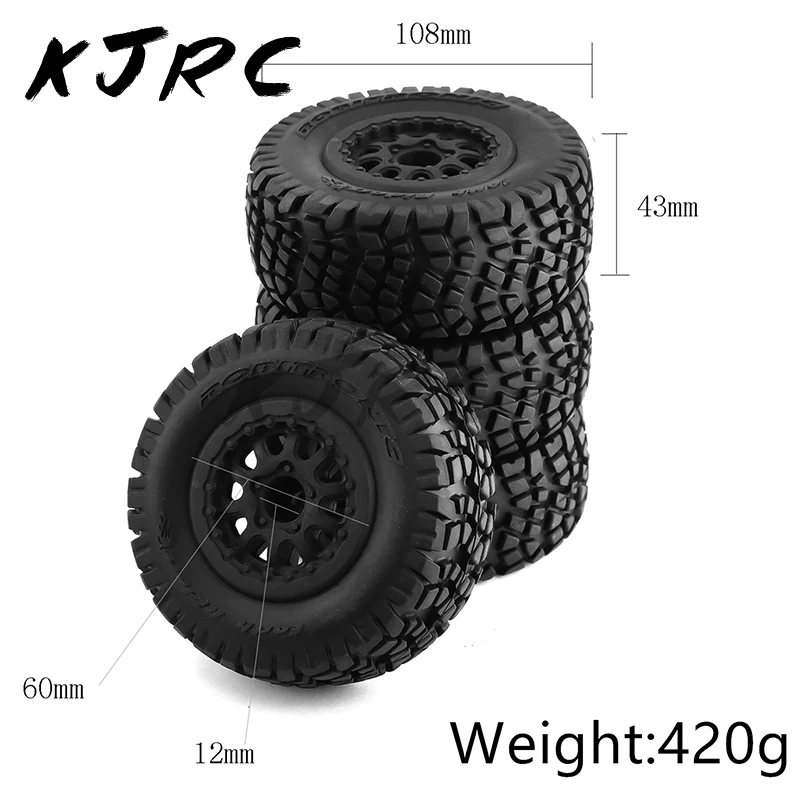 4pcs 108mm 1/10 Short Course Truck Tire Wheel Tyre 12mm Hex For Traxxas Slash Arrma Senton HuanQi 727 Vkar 10sc HPI HSP RC Car