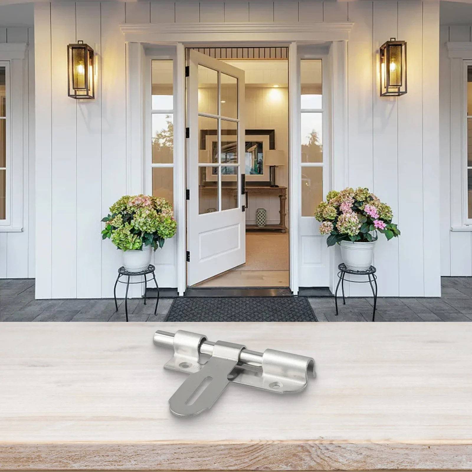 

Взорные места Болты для садовых ворот Внешние дверные замки Защита от ржавчины SUS304 Нержавеющая сталь 11 мм Утолщенный твердый болт