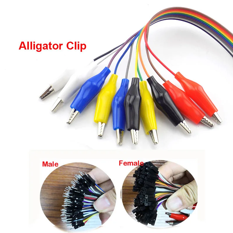 10pin Double-end Alligator Clips Jumper Wire Male Female Crocodile Clip Test Lead Jumper Line Cable DIY Connection 20cm/30cm Set