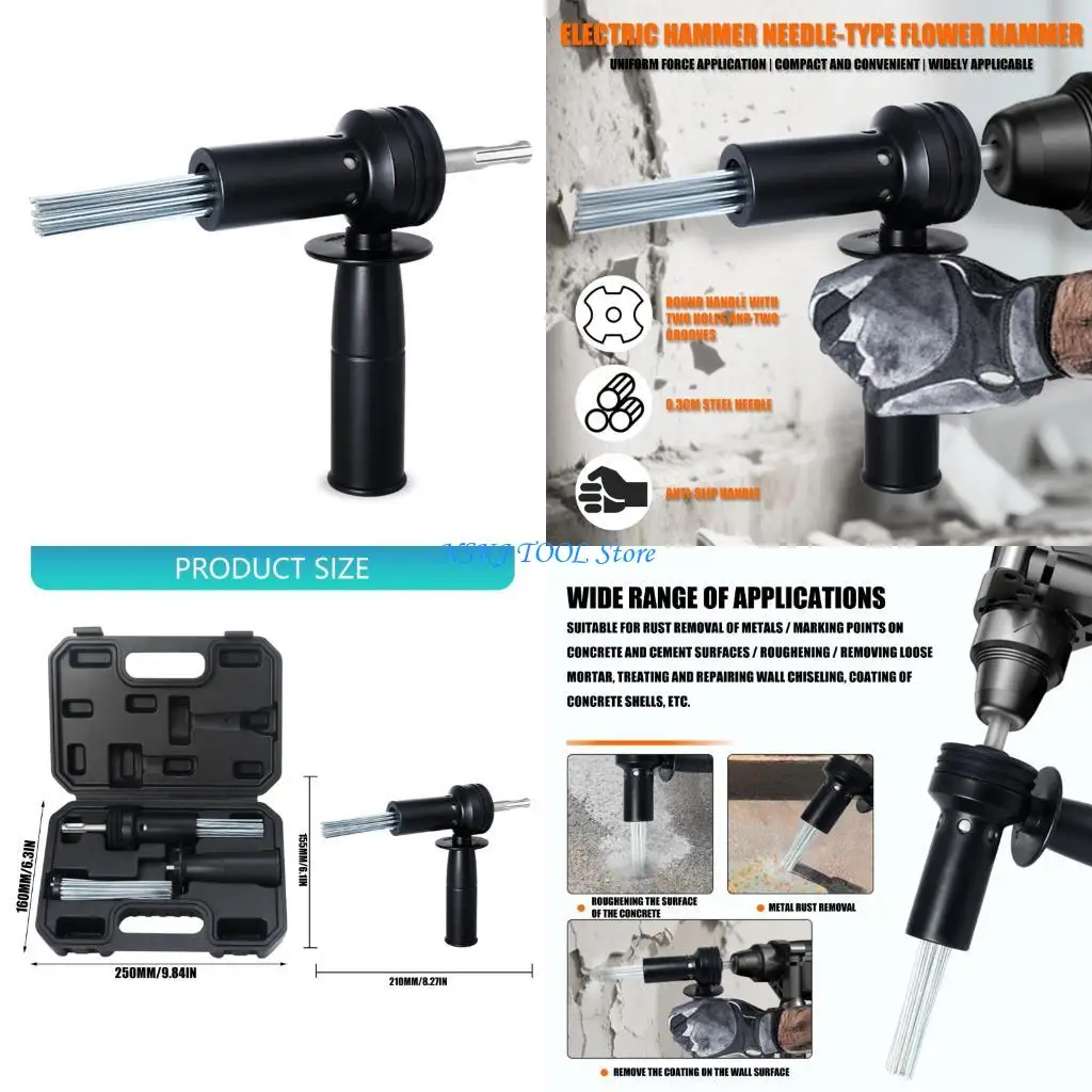 L8RC 1 Piece High Carbon Steel Needle Scalers for Professional Rusts Deburring and Concrete Chipping Designed for Hammer Drills