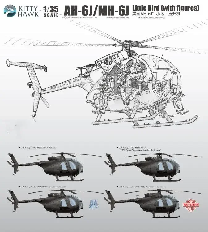 

Kitty Hawk KH50004 1/35 Scale AH-6J/MH-6J Little Bird w / Excluding Resin Soldiers Assembly plastics model kit