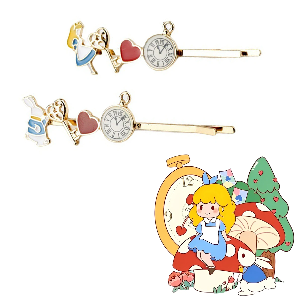 Anime Alicia en el país de las Maravillas reloj de ensueño Barrett Clip moda mujer temperamento accesorios para el cabello Cosplay joyería accesorios regalo