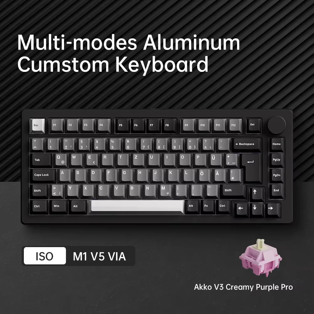 Akko MonsGeek M1 V5 Tri-Mode Mechanische Tastatur VIA 75% ISO 3/5 Pins Anpassbar Hot-swappable Vollständig Montiert RGB Schnell Demontierbar Gasket