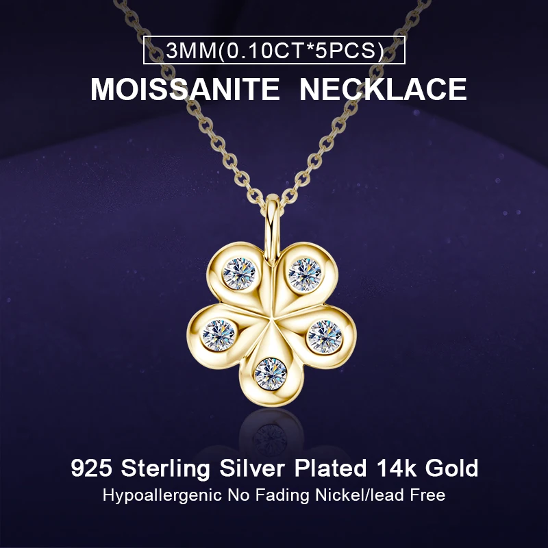 

IOGOU 100% D Color Moissanite Petal Pendant Necklace for Women 925 Silver Original 2025 Trend necklaces Engagement Jewelry Gift