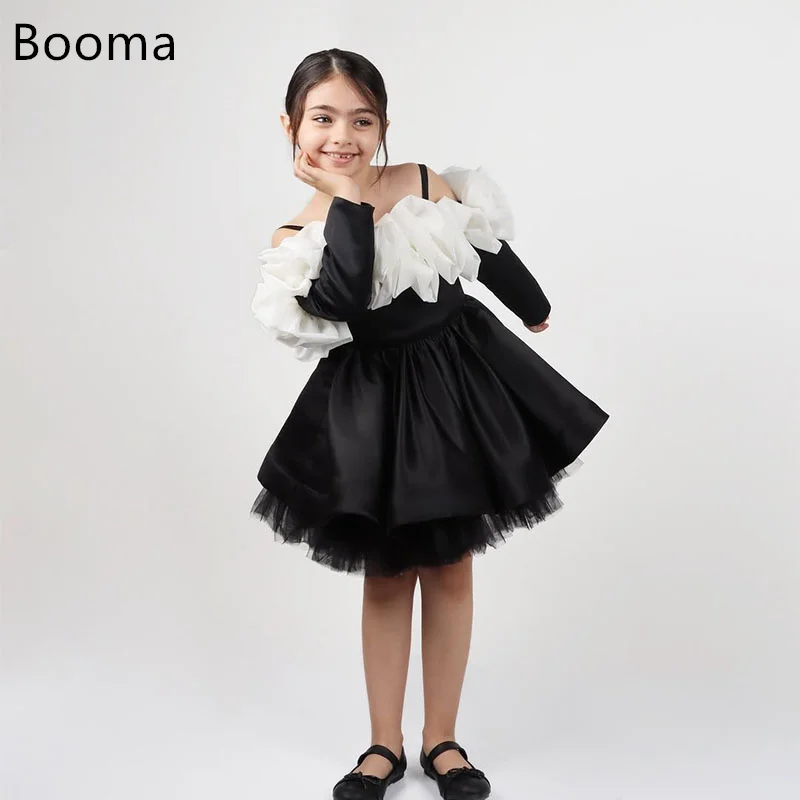 

Booma A-Line Flower Girl Dresses Girls Wedding Party Dresses Pleat Off The Shoulder Ball Gowns Customized