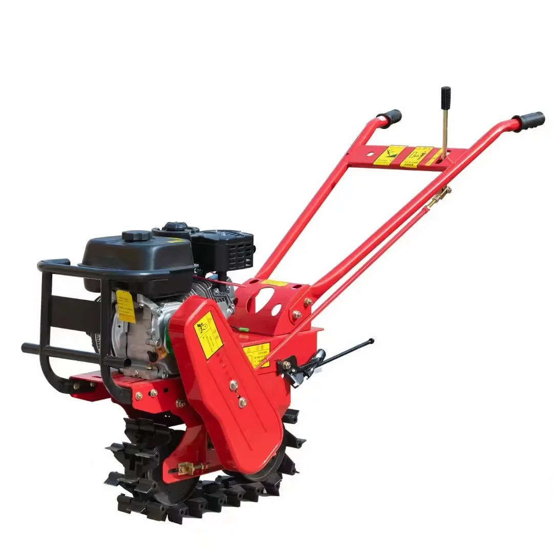 7.5HP 170 Gasoline Double Chain Track Agricultural Garden Mini Micro Multi-functional Power Tiller + Turnover Plow