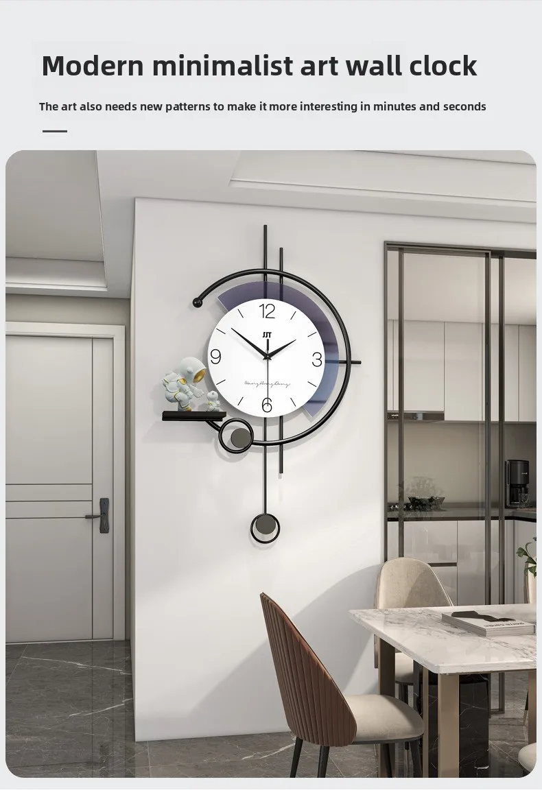 

Modern and simple clock, wall clock, living room creative clock, high-end feel, wall-mounted decorative items, and storage