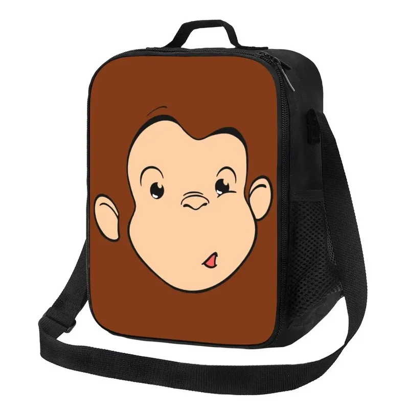 Monkey Curious George Thermal Insulated Lunch Bags Women Portable Lunch Tote for Kids School Children Storage Bento Food Box