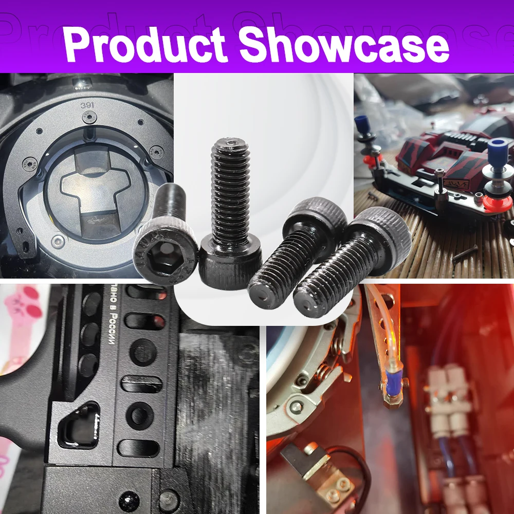 مسامير سداسية من الفولاذ الكربوني ، رأس مقبس دائري بغمس غاطس ، مقبس سداسي أسود ، برغي بمسمار آلي ، M2 ، M2.5 ، M3 ، M4 ، 15-weight #6