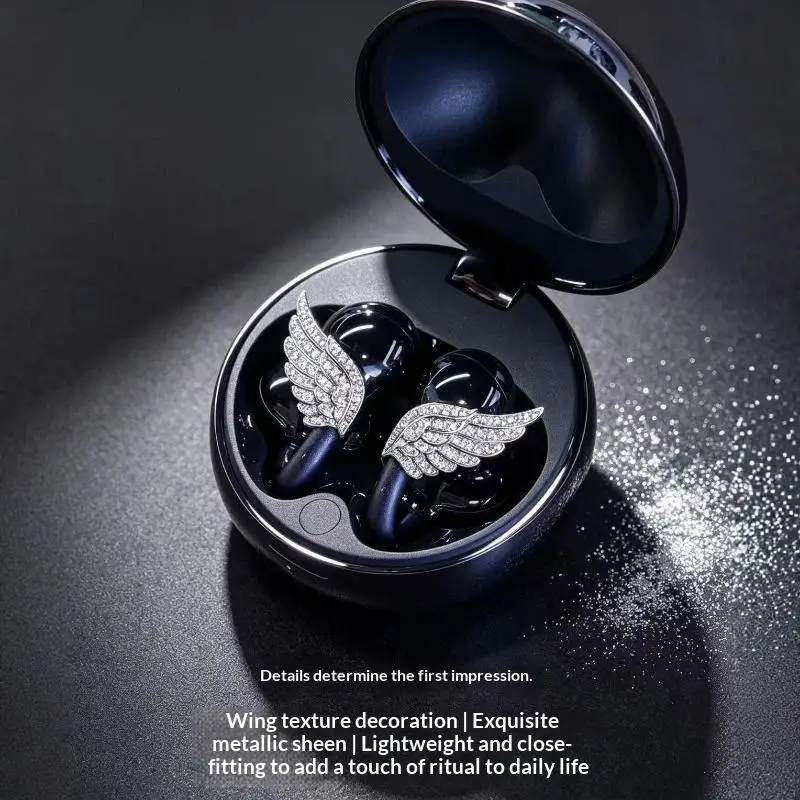 1/2 PCS Sparkly Wing Earphone Charms Shiny Rhinestone Clip Earrings for Wireless Earbuds Prom Outfit Accessories