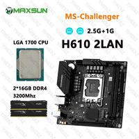 MAXSUN DIY H610 ITX Motherboard Set With Core 12th/13th CPU 2*16GB=32GB 3200Mhz Memory DDR4 Support 2LAN 1G/2.5G MS-Challenger