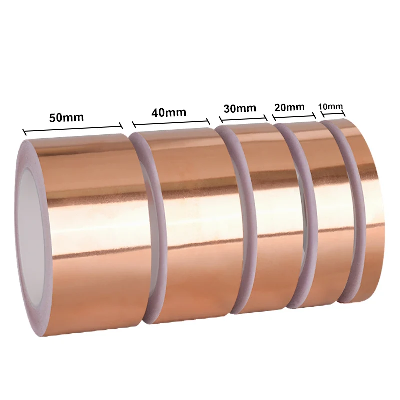 0.06mm thick single conductive copper foil tape is used for EMI shielding, electrical maintenance, grounding, welding, handicraf