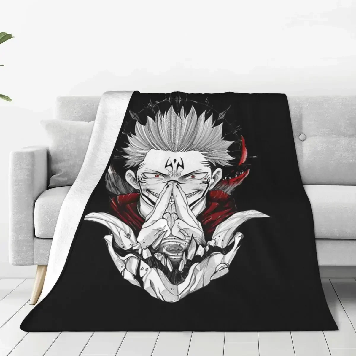 

Jujutsu Kaisen Sukuna Blanket Anime Manga Flannel Funny Warm Throw Blankets for Coverlet Winter