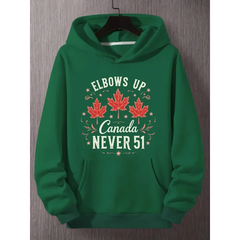 Men's Plus Size Hooded Sweatshirt with Canada Maple Leaf Bold Graphic Loose Fit Long Sleeve Non Stretch
