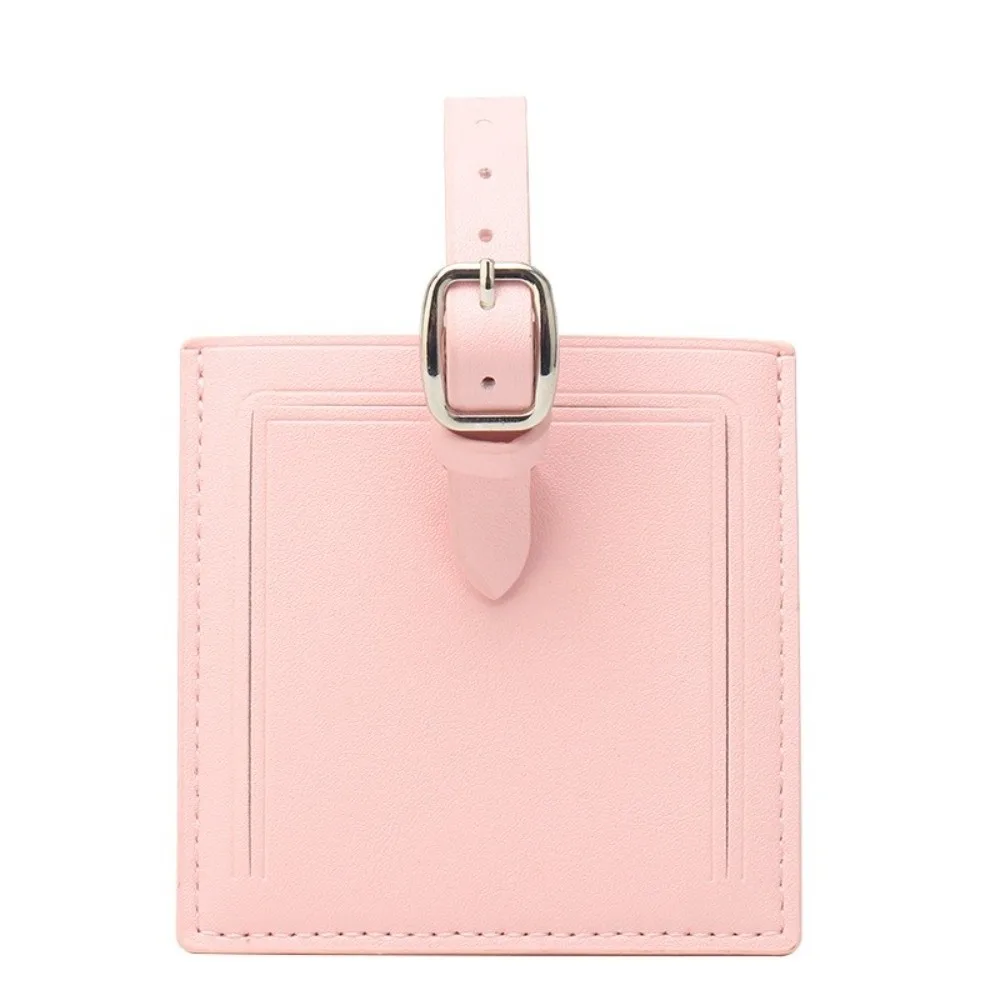 Square Leather Luggage Labels Portable Travel Luggage Tag with Signature Paper Universal Baggage Address Label for Men Women