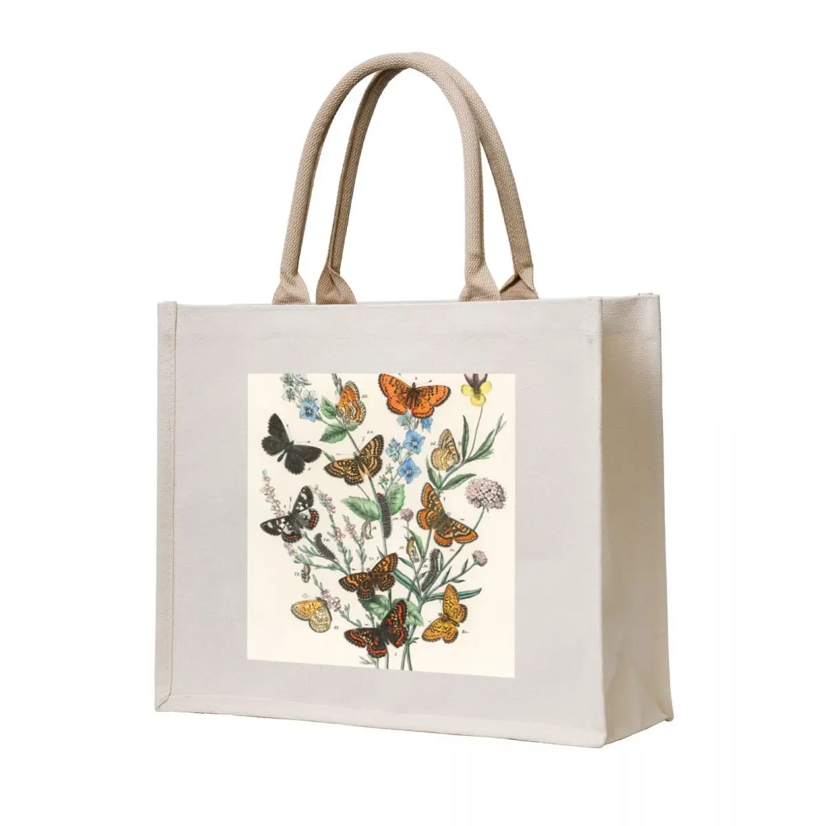 

Cottagecore Butterflies and Flowers Scientific Illustration Art Tote Bag canvas tote bags shopper bags custom bags