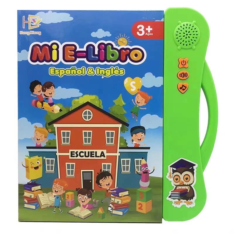 Electric Audio My E Book Educational Bilingual Kid Learning English Spainish Machine Bady Sound Board Cognitve Computer Toy