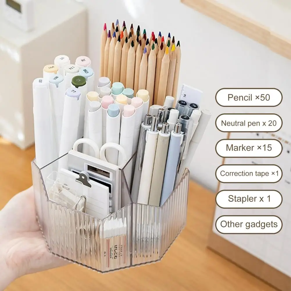 Multifunctional Storage Holder Versatile Pen Holder 360° Rotating 5 Compartments Capacity Ideal for Home School Office Desktop