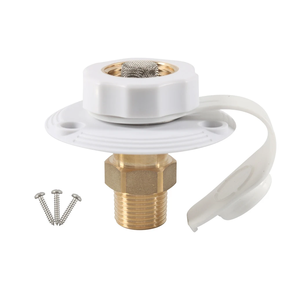 RV City Water Inlet With Check Valve Flange Hose Connector Connection Fill One-way Water Valve Filler Replace Automobiles Parts