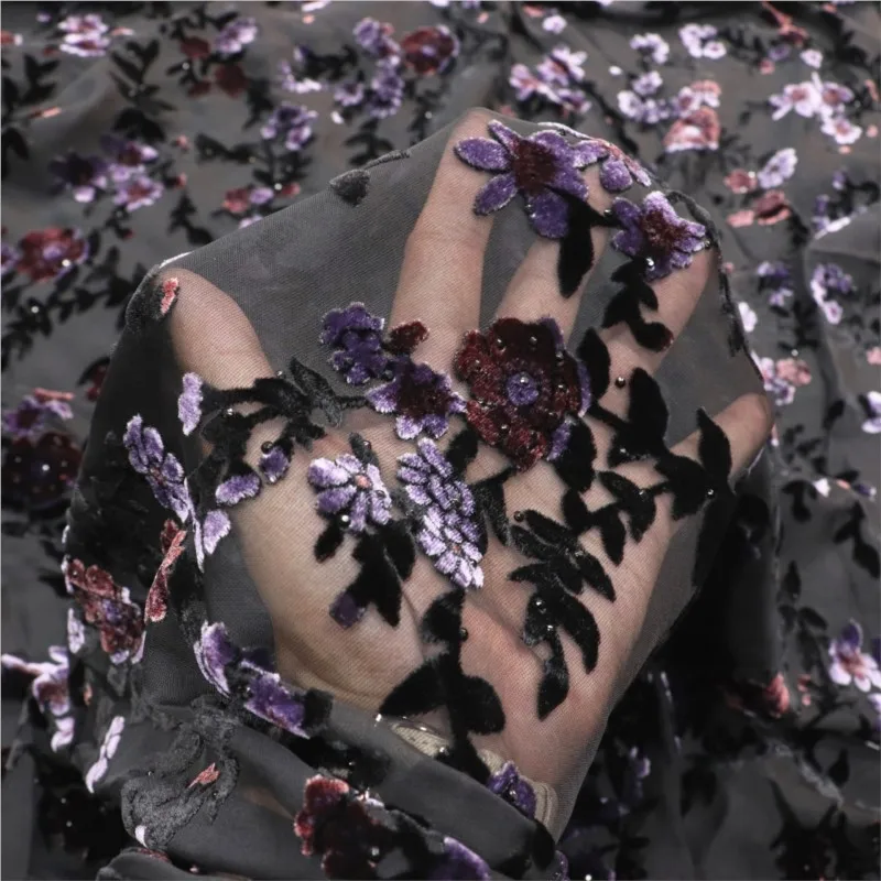 

Velvet woven brocade viscose embossed with and patterns fabric nightgown evening dress cheongsam