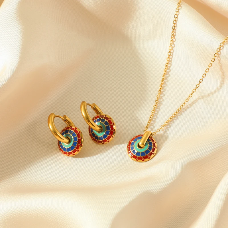 EILIECK 316L Edelstahl Phoenix-Blumen-Kreuz Geometrische Halskette Ohrringe für Damen Modisches Wasserdichtes Schmuckset Hochzeit – Detail 13