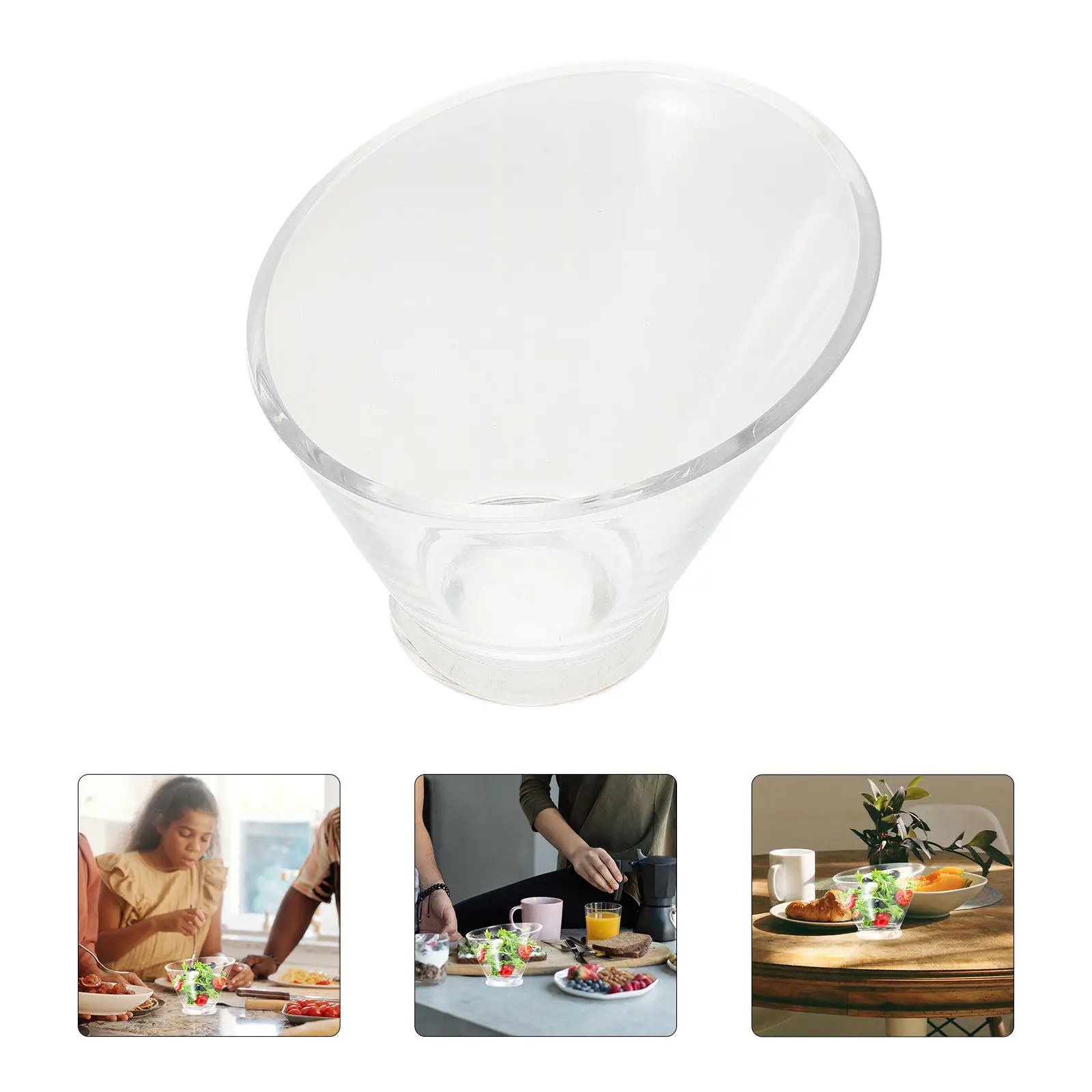 Tazón Grande para Ensalada Transparente Estilo Japonés, Recipiente Acrílico para Servir Alimentos, Tazón para Postres y Bocadillos para Fiestas