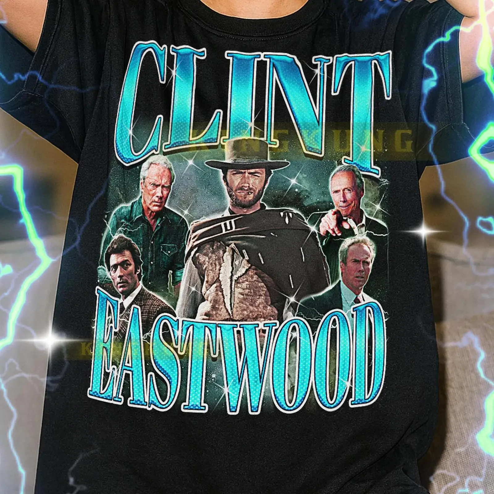 Vintage Clint Eastwood Bootleg T shirt Retro Throwback Classic Movie Star Oversized vintage Washed designer clothes Versatile