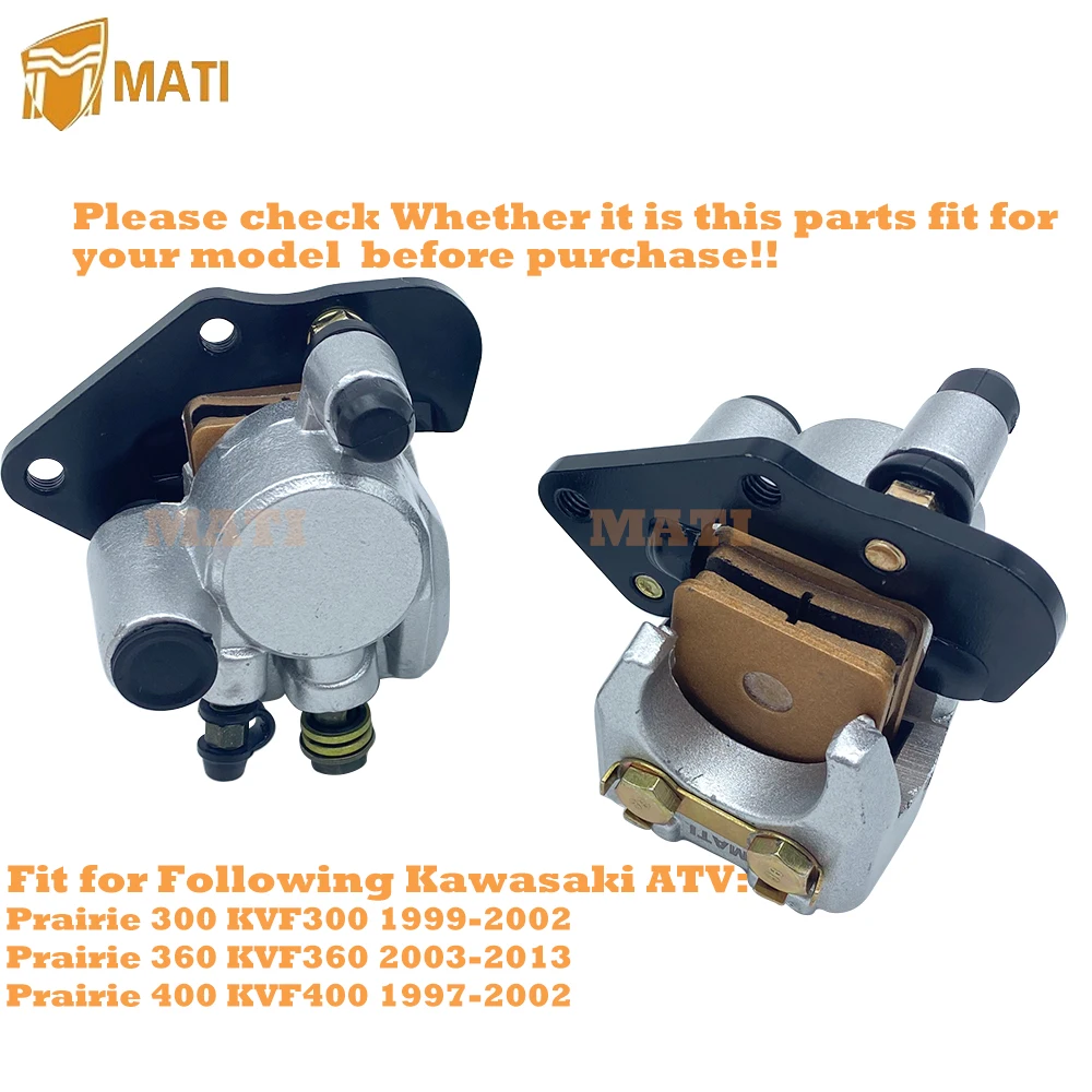 Mati Front Left Right Brake Caliper with Pads for Kawasaki Prairie 300 360 400 KVF300 KVF360 KVF400 43080-5135 43080-5136