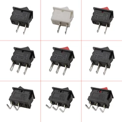 10Pcs KCD11 10x15mm Rocker Switch 2/3 Pin Mini Push Button Switch 3A 250V AC ON OFF Snap-In Boat Rocker Switches Black Red White