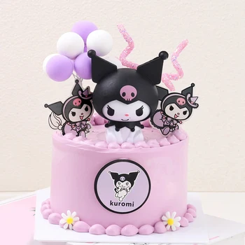 クロミケーキトッパーアニメサンリオアクションフィギュアフラグハッピーバースデークロミケーキデコレーションガールベビーシャワーキッズパーティーおもちゃギフト