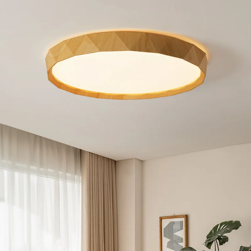 

2026 Walnut Ceiling Light Retro LED Wood Grain Minimalist Ceiling Lamp And Eye Protection Bedroom Home Decor Indoor Lighting Fi