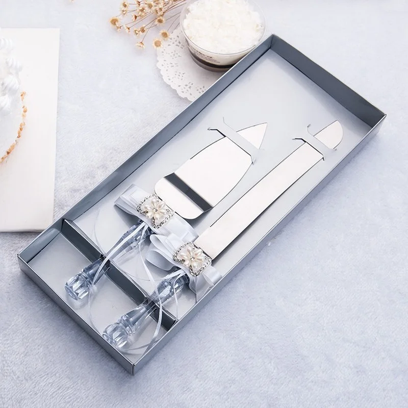 European knife and fork set gift wedding stainless steel cake knife shovel   wedding flowers decoration for table