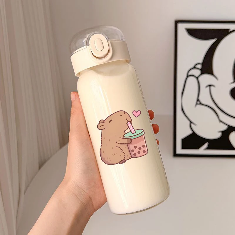 

Kawaii Capybara Water Cup Cartoon Anime Large Capacity Water Bottle Transparent Leak Proof Sports Flask Milk Juice Mug Gift New
