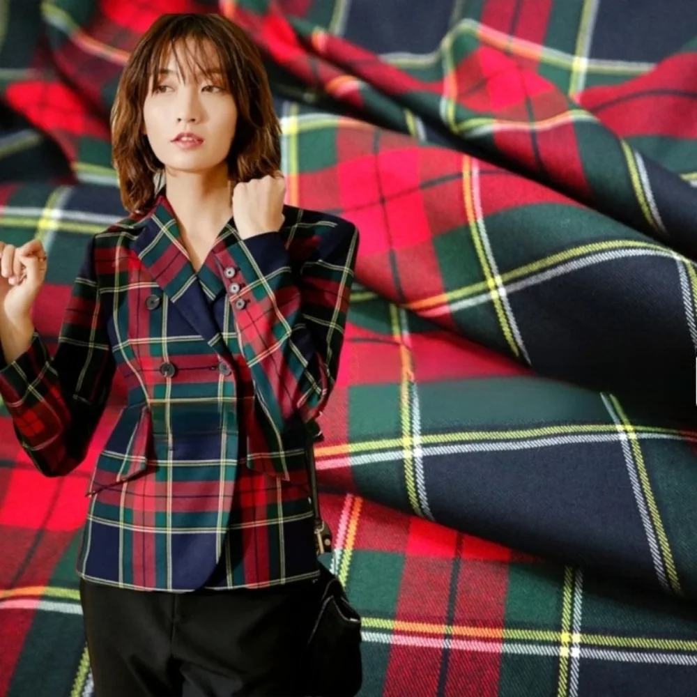 

Эластичная парчовая жаккардовая ткань в британском стиле, шотландская клетчатая пряжа, окрашенная пиджак, модная европейская брендовая дизайнерская ткань на метр