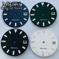 Miuksi 29mm black blue green white watch dial luminous fit NH35 movement fit 3 o'clock crown 3.8 o'clock crown