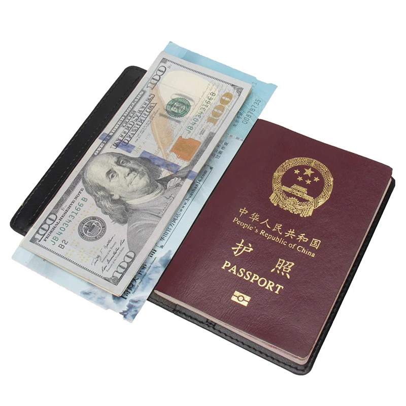 Minimal Ultra-thin Leather Passport Cover Travel Accessories Anti-loss Elastic Credit Card Holder Passport Case Protective Cover