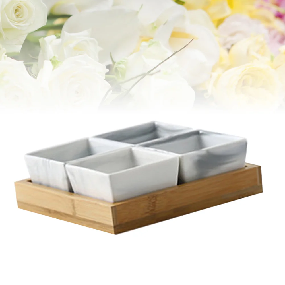 

Nordic Ceramic Marble Fruit Plate 4 Grid Grey Creative Candy Dish Dried Fruit Tray Snack Dish for Home Party Food Storage Plate