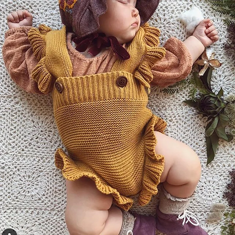 Baby Knitwear Spring Autumn Knitting Outfits Cable Knitted Jumpsuit