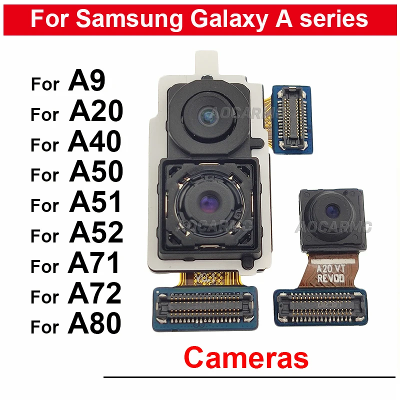 For Samsung Galaxy A52 A72 A51 A71 A80 A50 A40 A20 Front Facin + Back Macro Wide Telephoto Rear Camera Module Flex Repair Parts