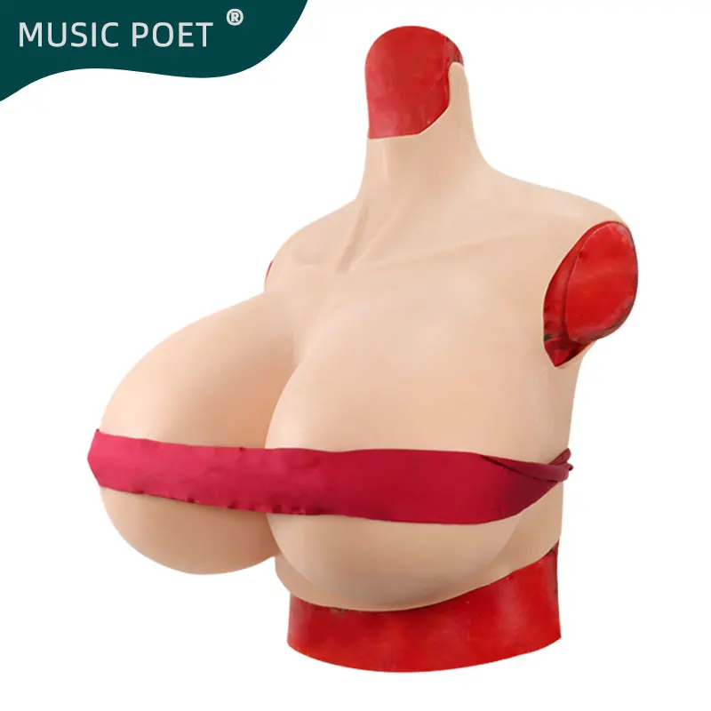 MUSIC POET Large Silicone Breast Forms I K Z Cup For Crossdresser Drag Queen Realistic Fake Boobs Breastplat Transgender Shemale