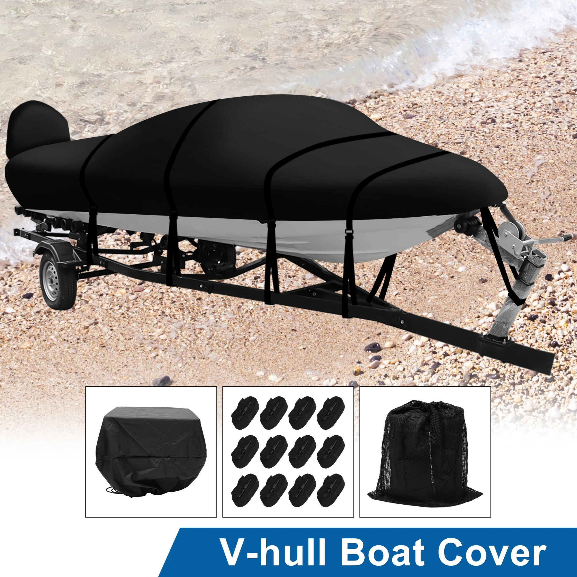 

XAUTOHAUX Trailerable Boat Cover 600D Marine Grade PU Lined Bass Boat Cover for Bayliner Tri-Hull Fishing Runabout Boat 14-16ft