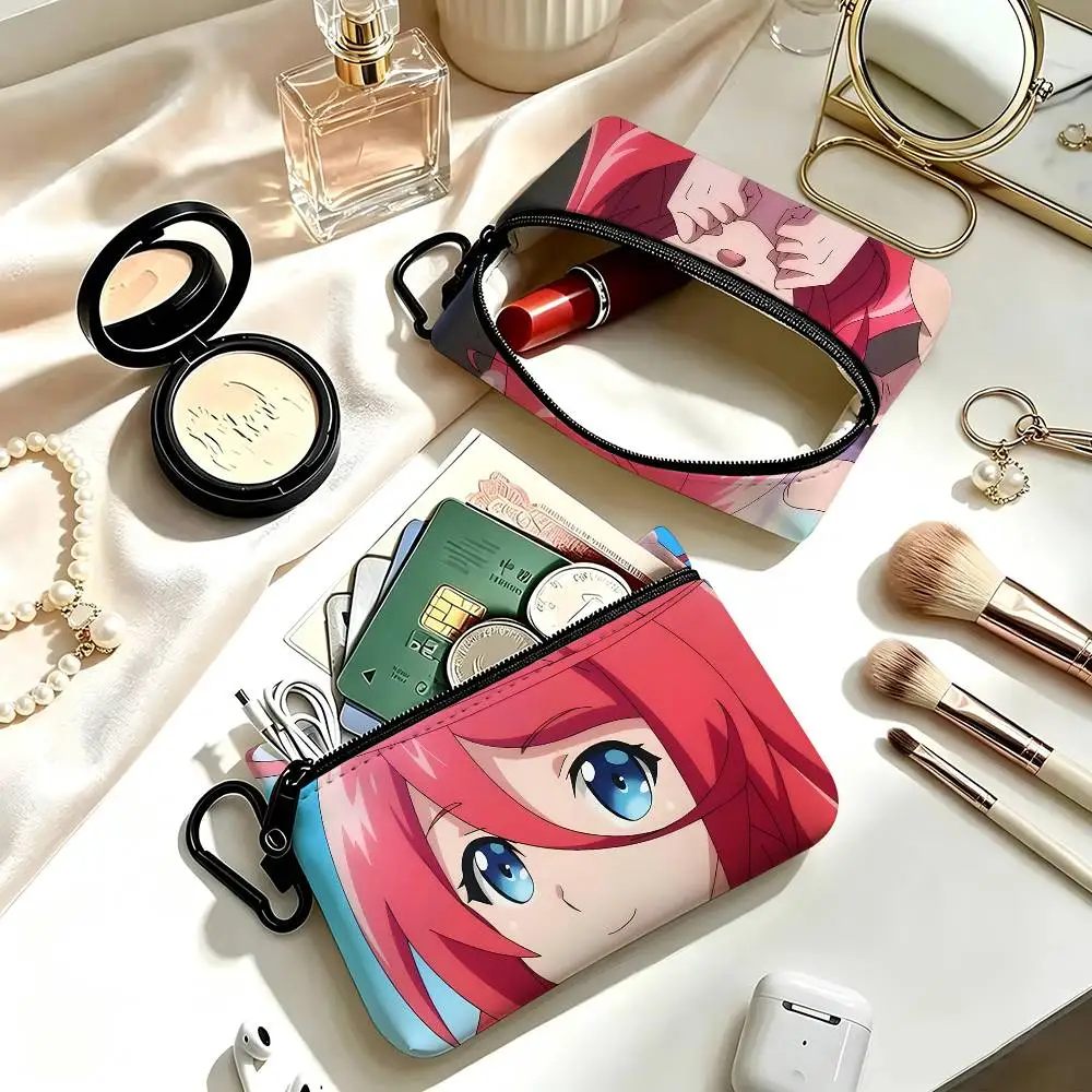 1pc Saria Anime Characters Coin Purse With Carabiner Hook Portable Key Card Wallet Small Zipper Storage Pouch